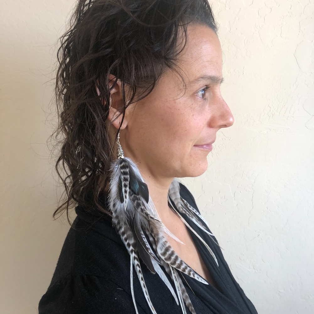 (SOLD) Real Feather Earrings ~ Boho Earrings - Picture 3 of 6